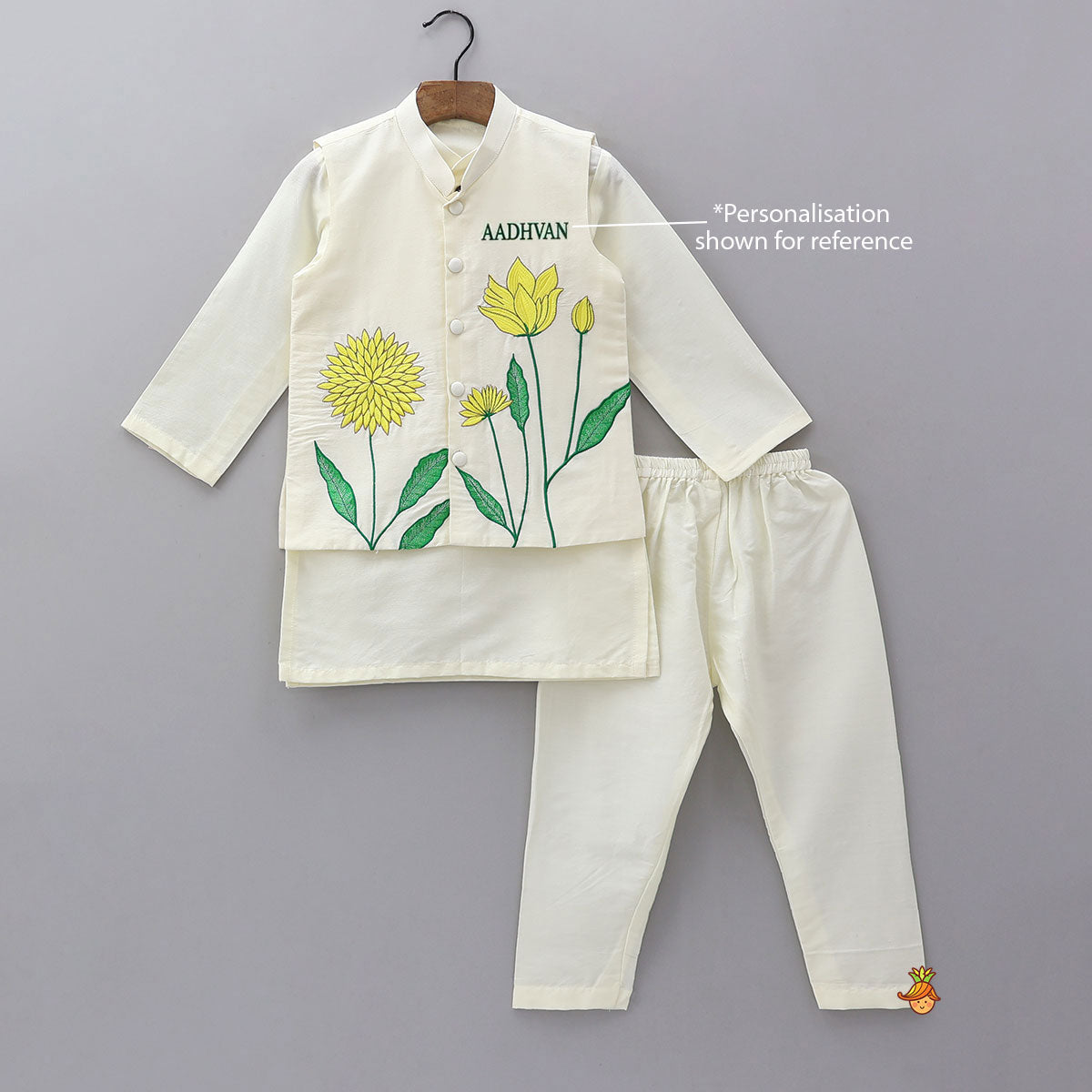Ethnic Kurta With Beautifully Embroidered Jacket And Pyjama
