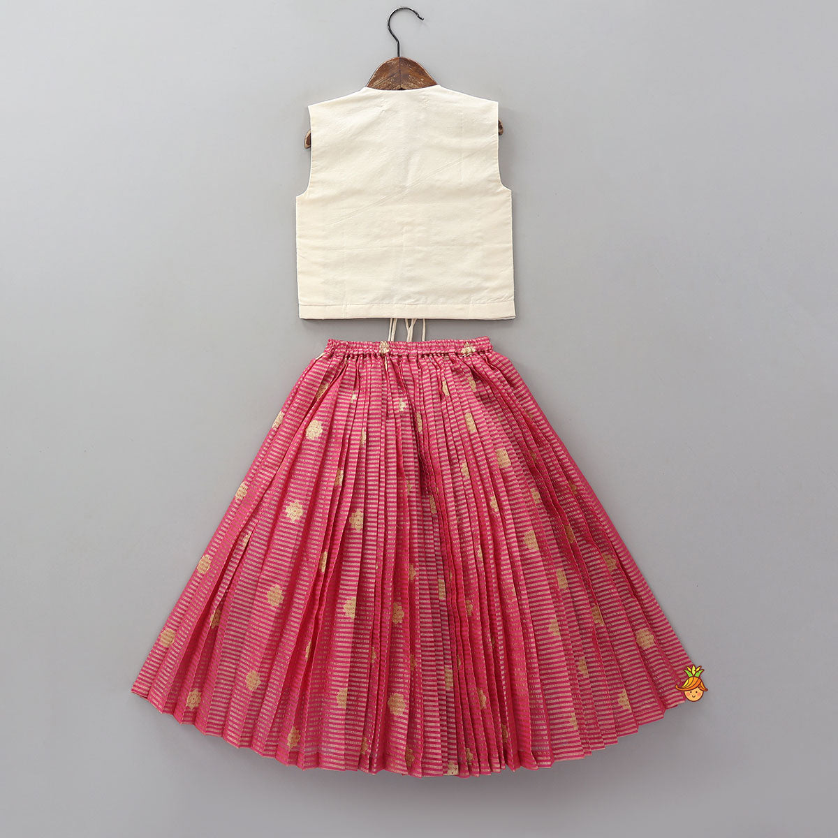 Front Tie-Knot Crop Top And Contrasting Lehenga