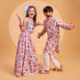 Printed Pin Tuck Kurta And Pyjama twinning model image 2