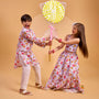 Printed Pin Tuck Kurta And Pyjama twinning model image 3