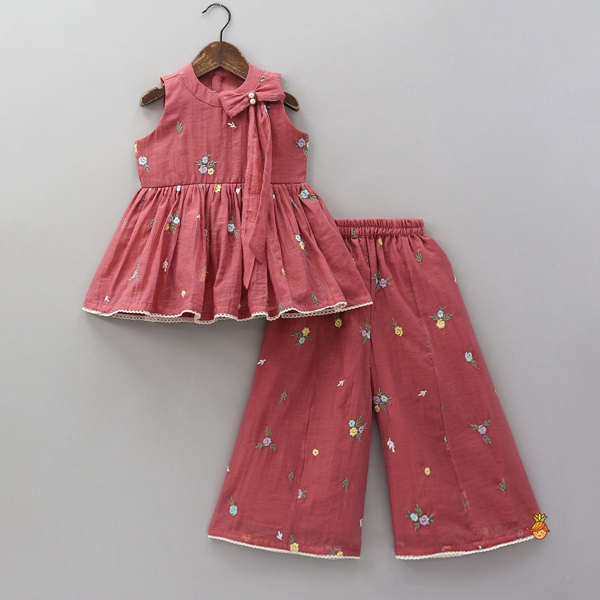 Bow Detail Kurti And Matching Palazzo