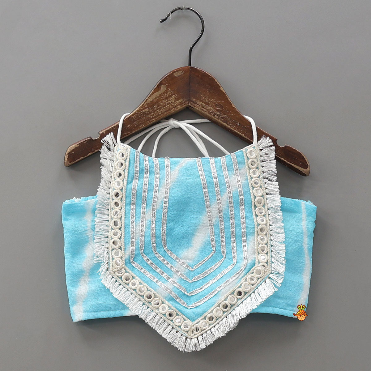 Halter Neck Crop Top And Lehenga With Dupatta
