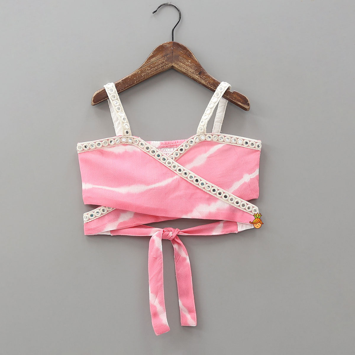 Tie Dye Wrap Style Crop Top With Palazzo And Dupatta