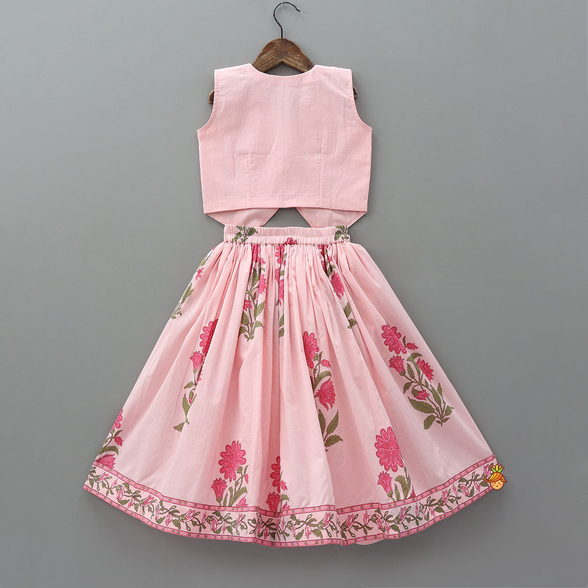 Floral Printed Asymmetric Top And Lehenga