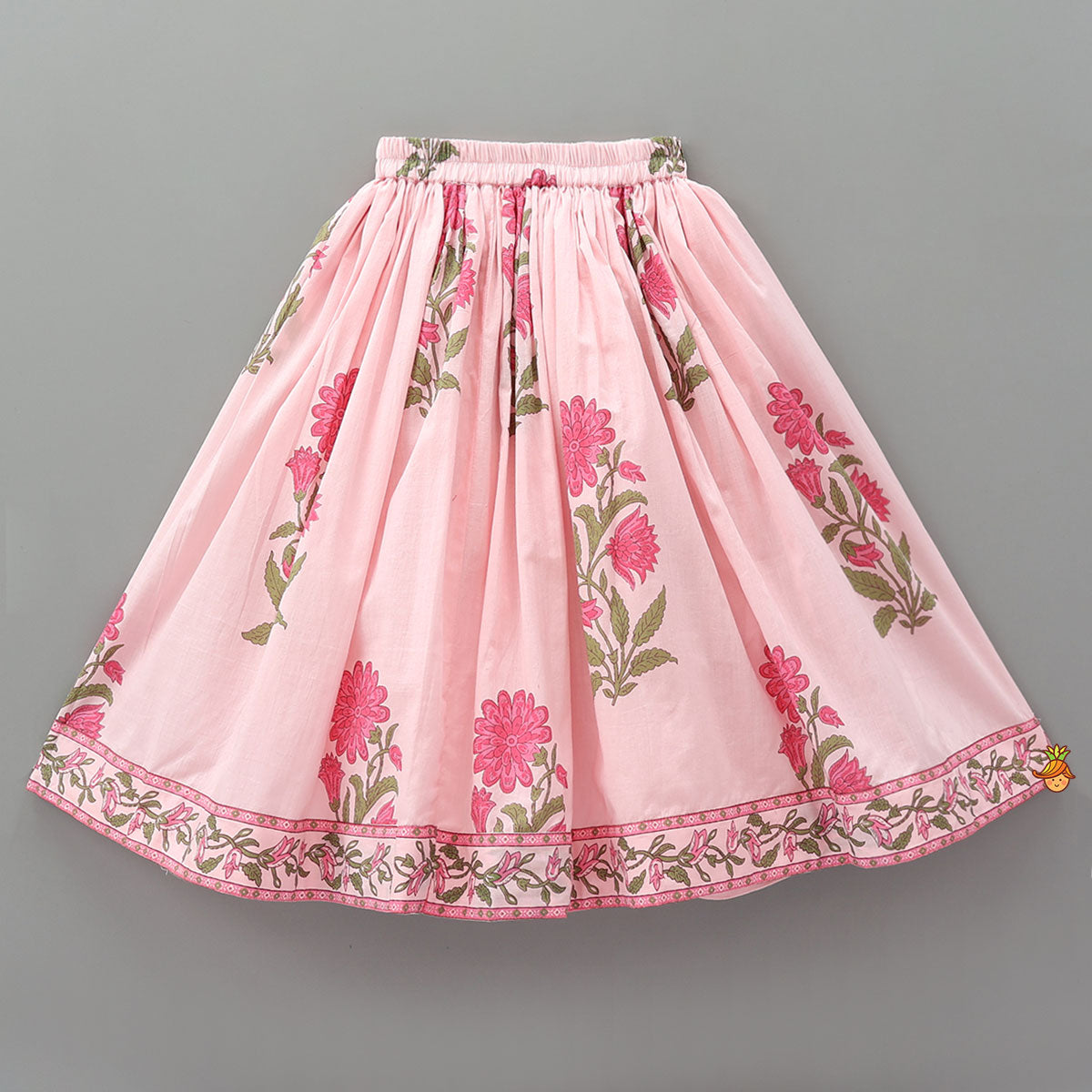 Floral Printed Asymmetric Top And Lehenga