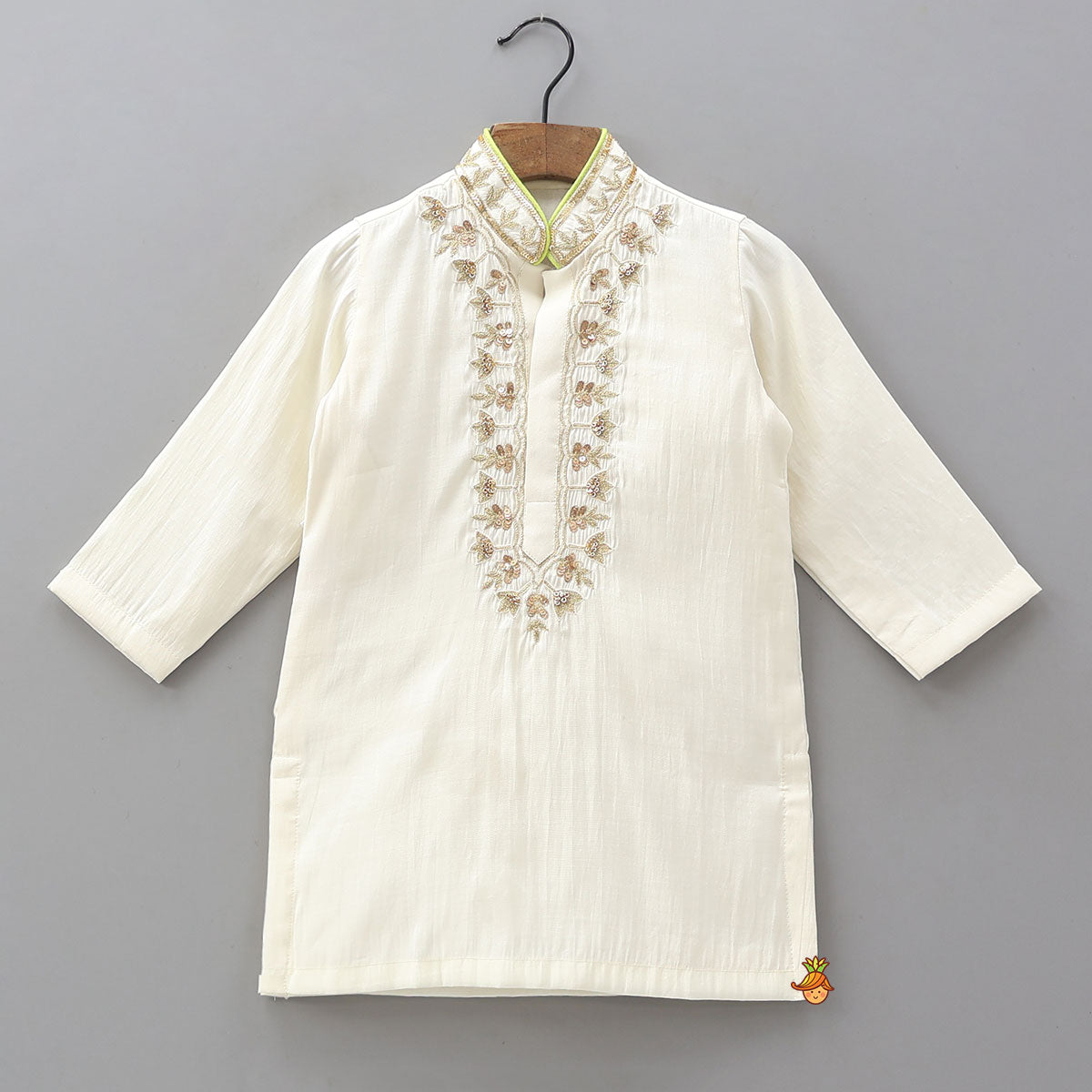 Hand Embroidered Front Placket Kurta And Churidar