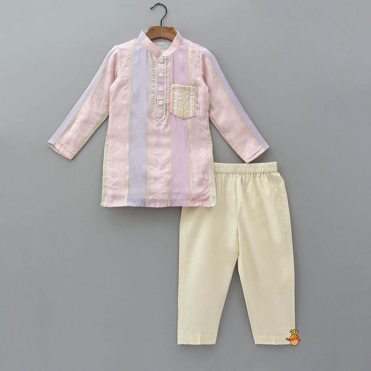 Lace Work Shimmery Kurta And Pyjama