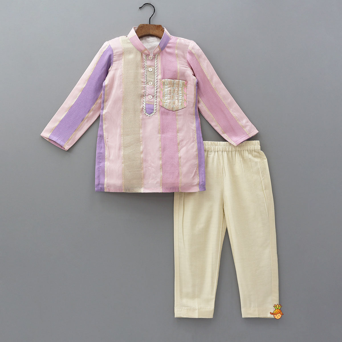 Lace Work Shimmery Kurta And Pyjama