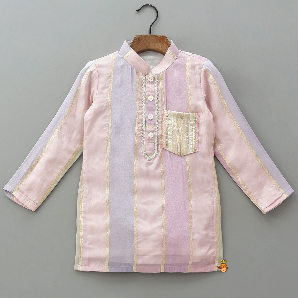 Lace Work Shimmery Kurta And Pyjama