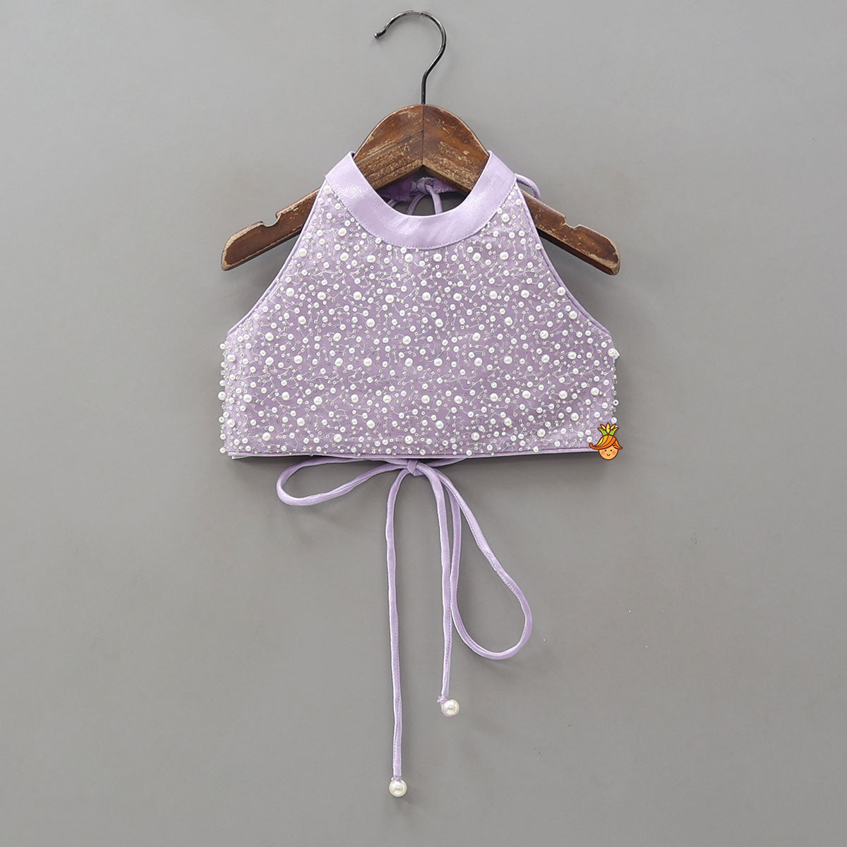 Stunning Criss-Cross Back Knot Top And Crushed Sheen Lehenga With Matching Hair Tie