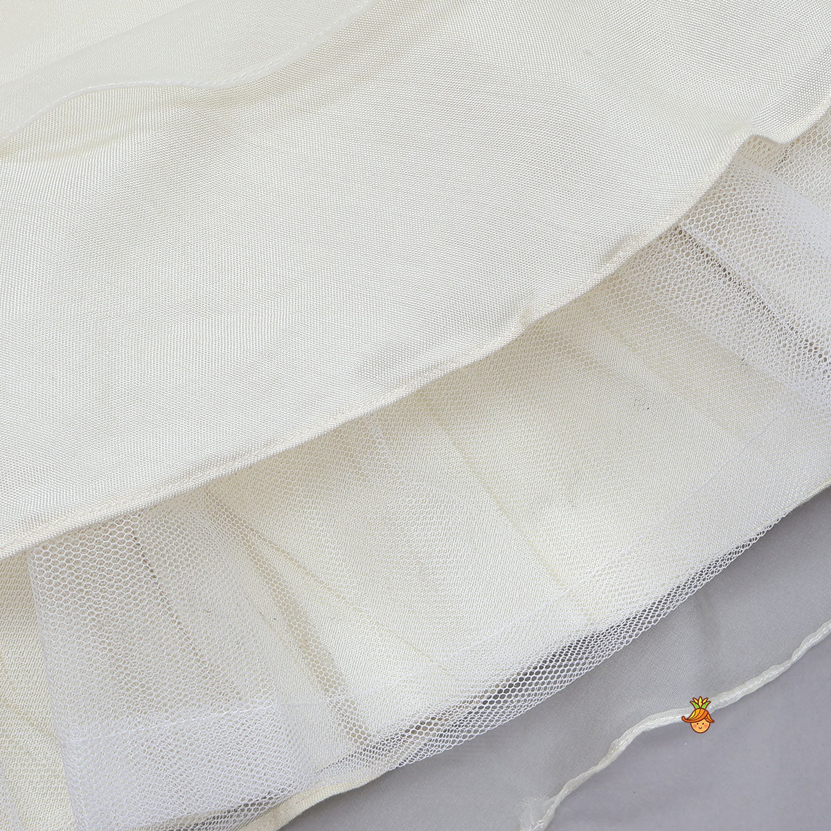 Pleated Armhole Crop Top And Lehenga With Net Dupatta