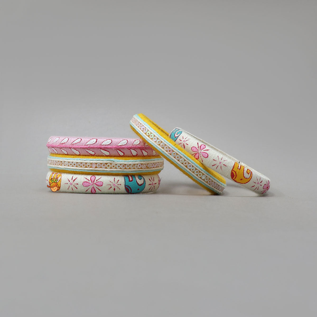 Hand-Painted And Handmade Lovely Bangles - Set Of 5