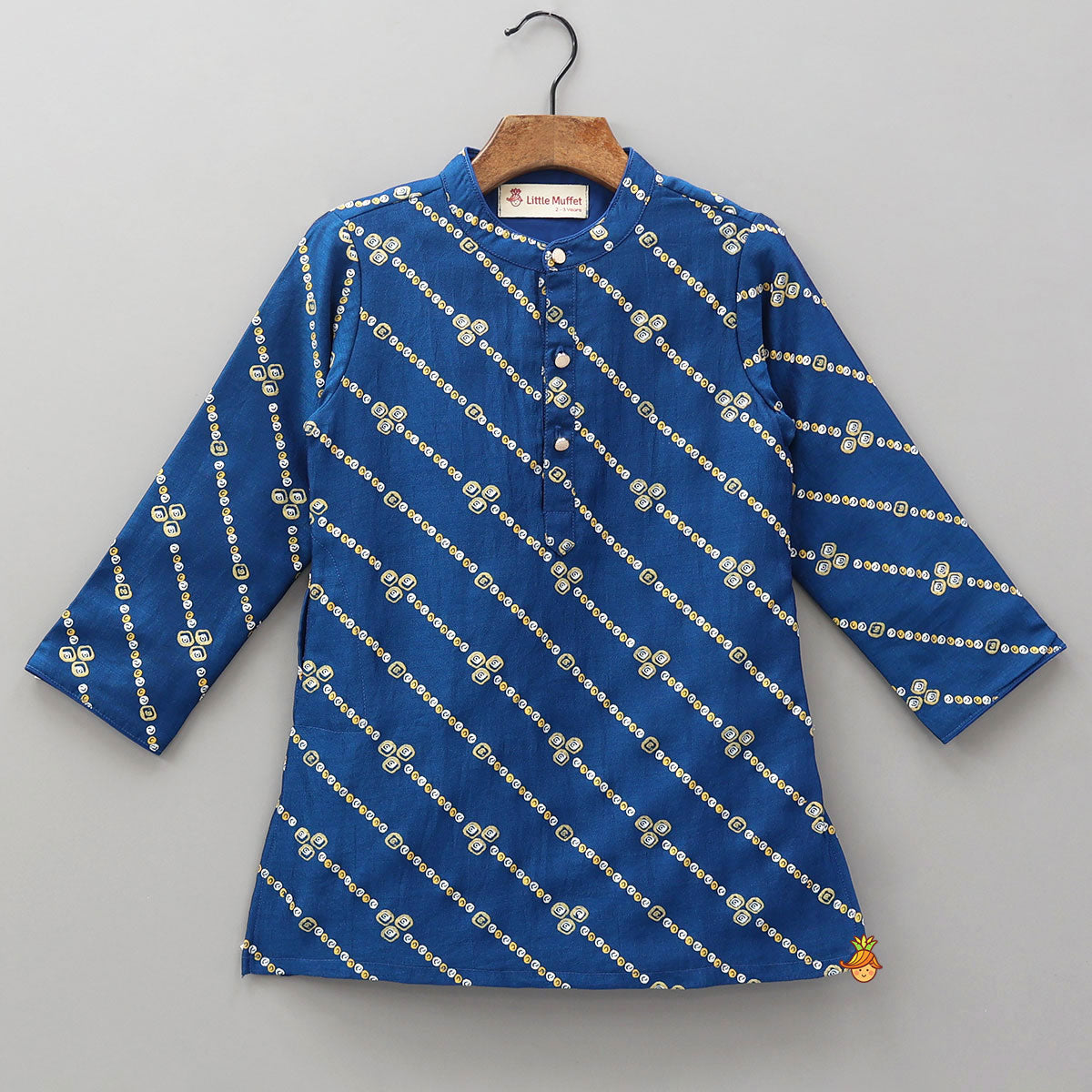 Foil Printed Ethnic Kurta Set With Jacket And Dhoti