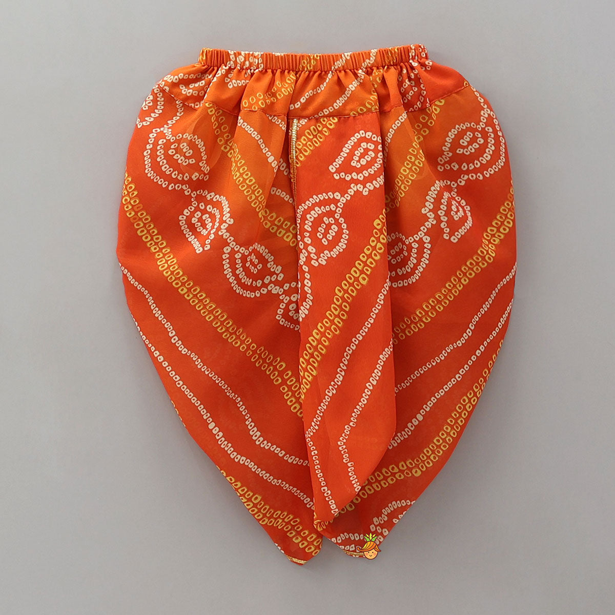 Hand Embroidered Angarkha Style Kurta And Bandhani Printed Dhoti