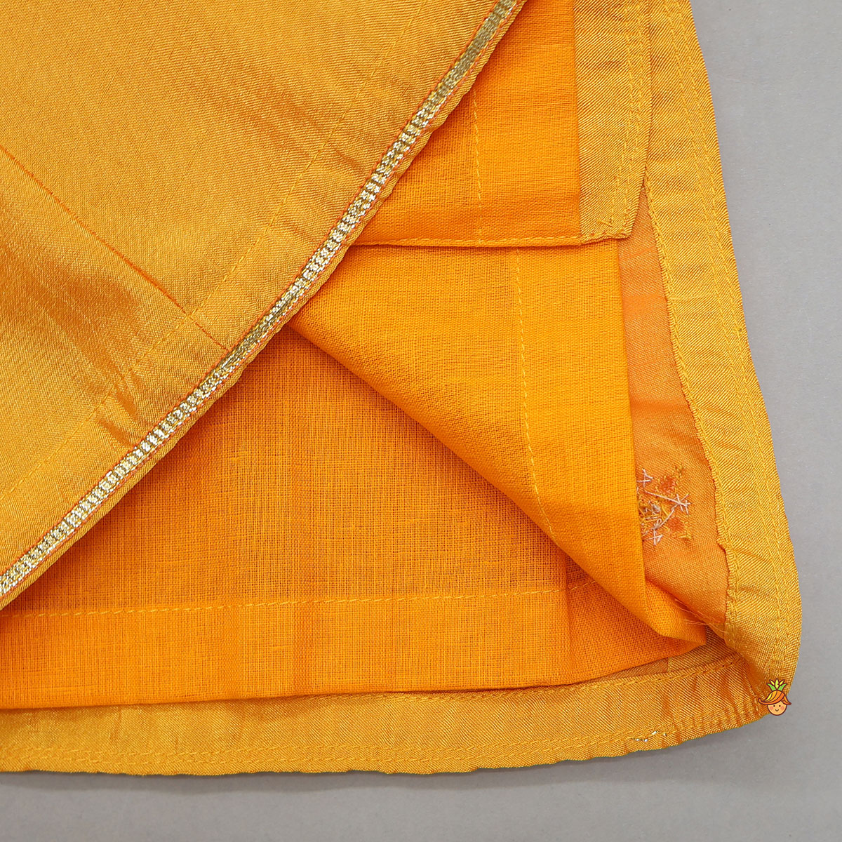 Hand Embroidered Angarkha Style Kurta And Bandhani Printed Dhoti