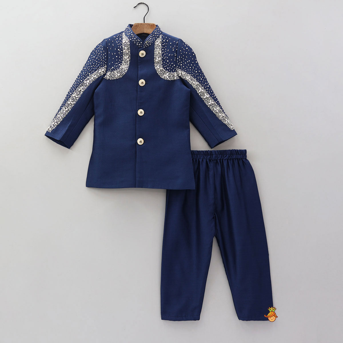 Elegant Beads Detailed Sherwani And Pyjama