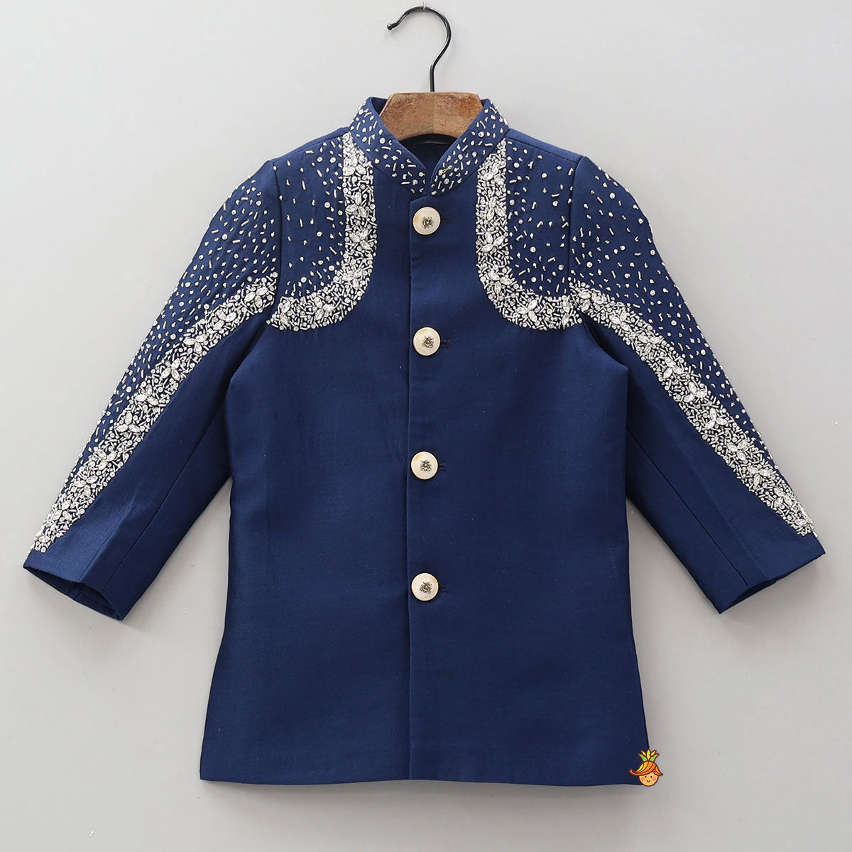 Elegant Beads Detailed Sherwani And Pyjama