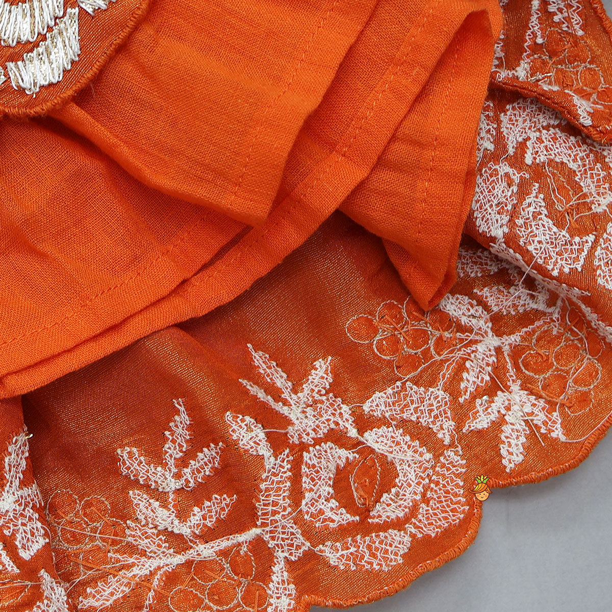 Gota Work Shimmery Kurti And Lehenga