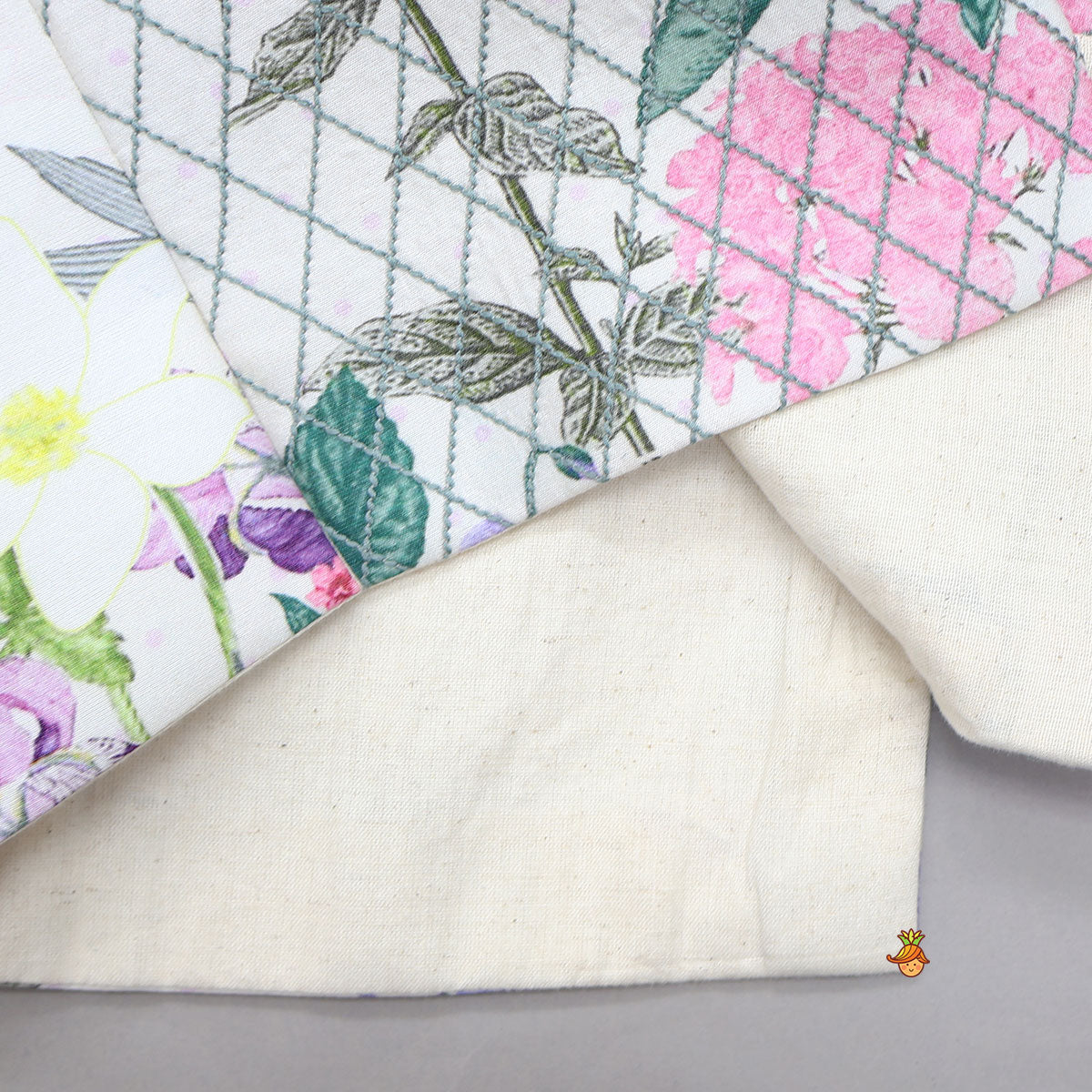 Printed Kurta With Checked Detailed Jacket And Pyjama