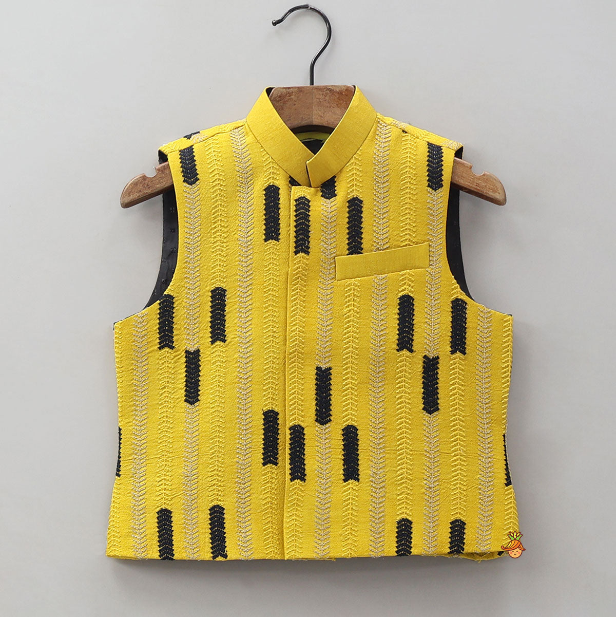 Booti Embroidered Kurta With Contrasting Jacket And Pyjama