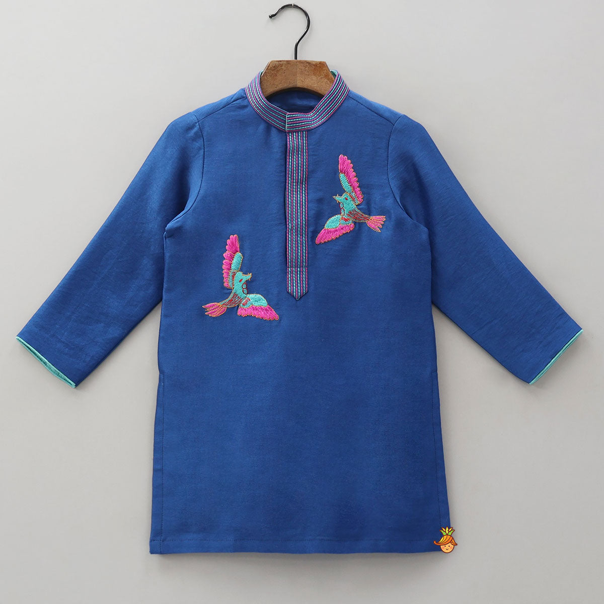 Bird Motif Embroidered Kurta And Pyjama