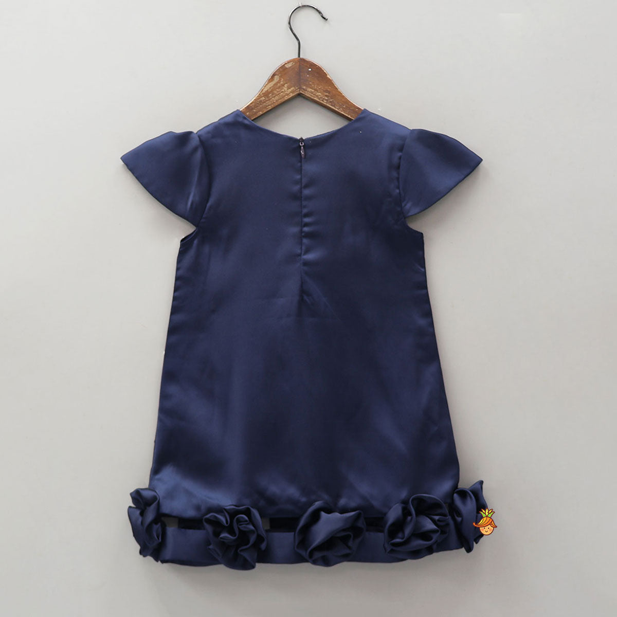 Fabric Roses Adorned Dress With Chain Sling Bag