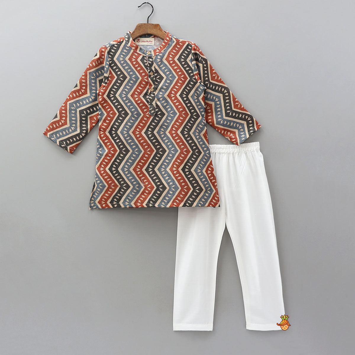 Chevron Printed Ethnic Kurta And Pyjama