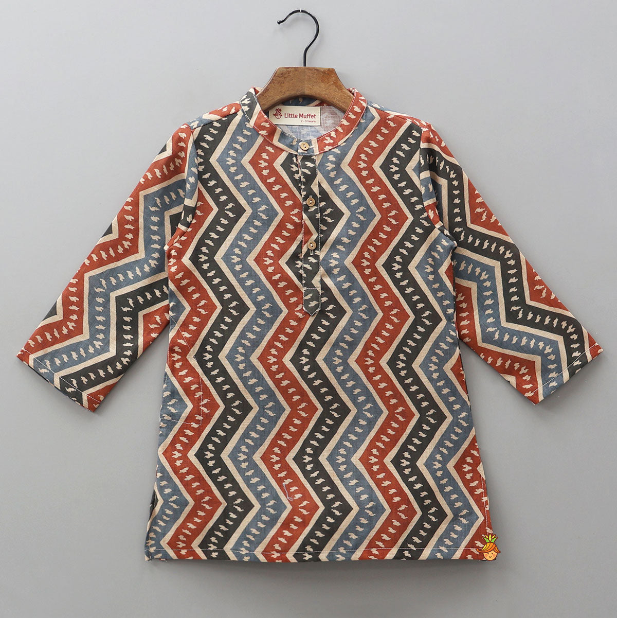 Chevron Printed Ethnic Kurta And Pyjama