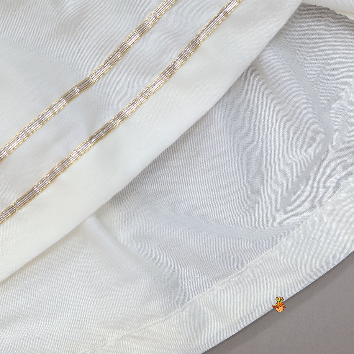 Krishna Embroidered Angarkha Top With Lace Work Dhoti And Mukut