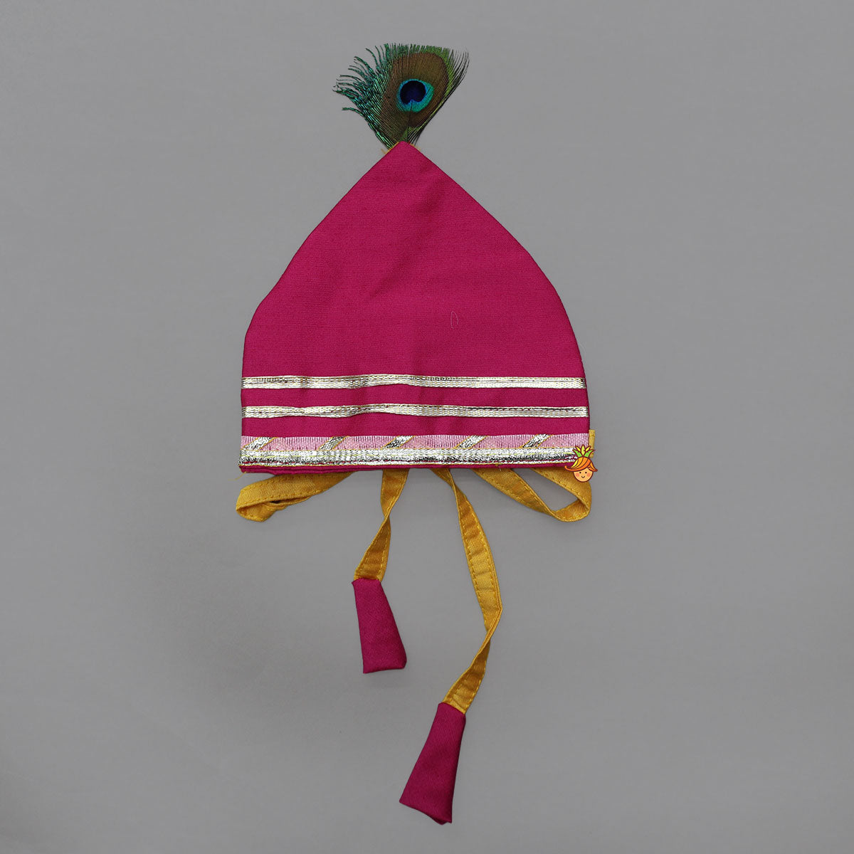 Krishna Embroidered Angarkha Style Top With Lace Work Dhoti And Mukut