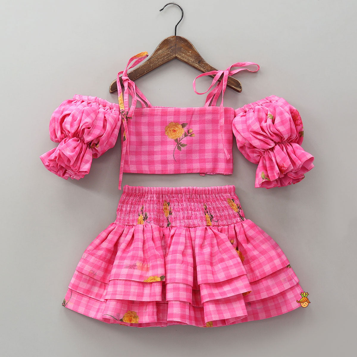Smocked Back Crop Top With Elasticated Skirt And Matching Head Band