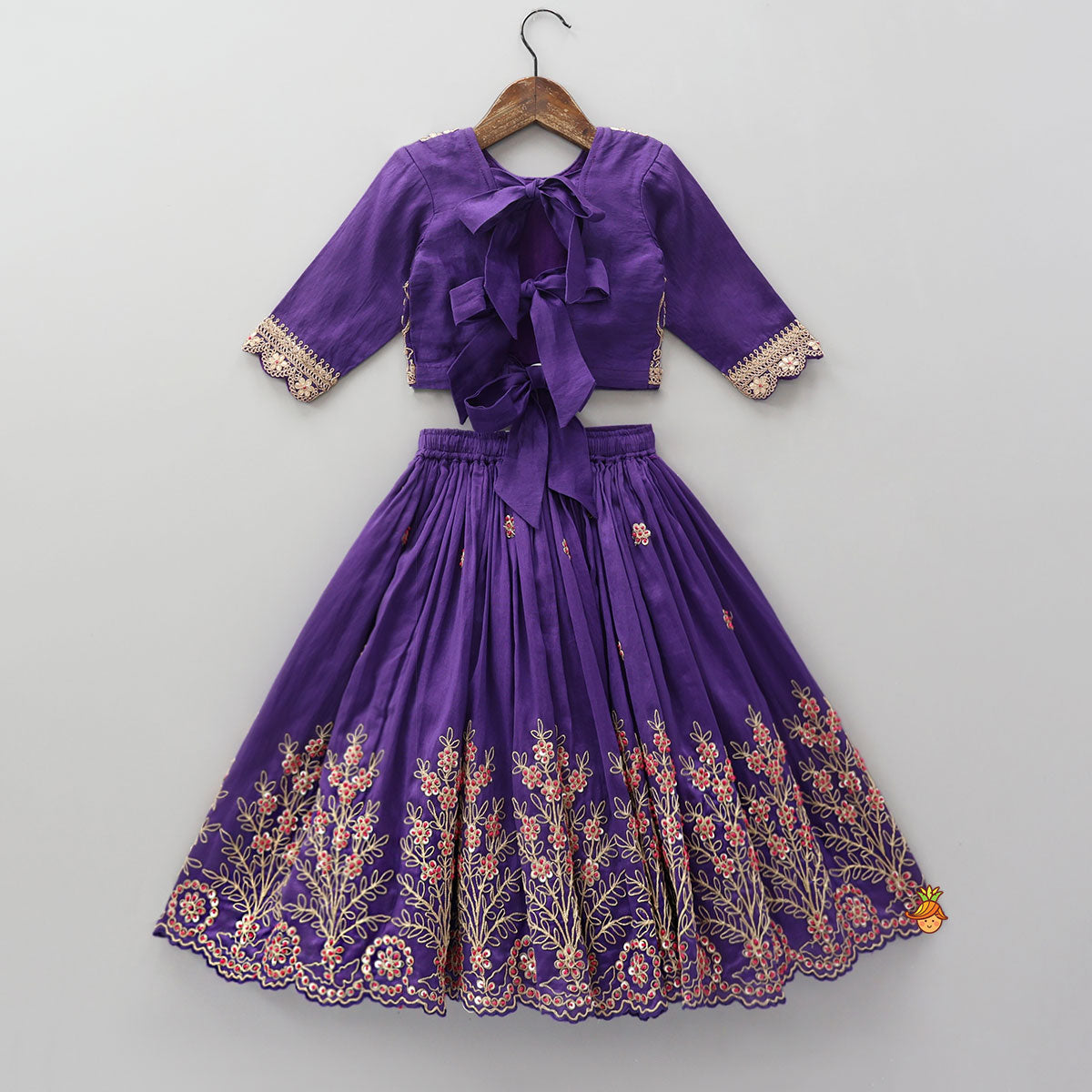Gota Work Crop Top And Lehenga With Matching Dupatta