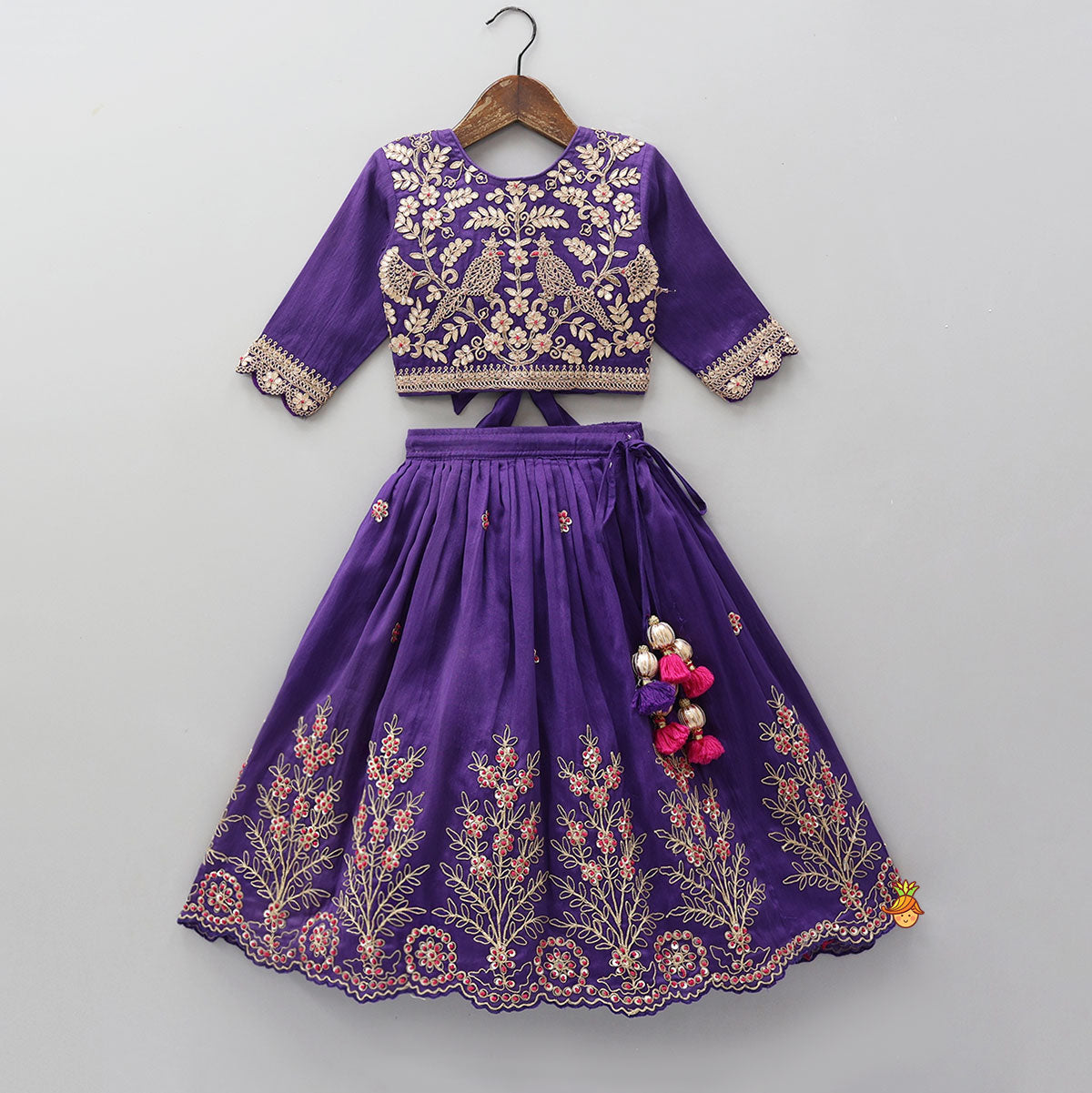 Gota Work Crop Top And Lehenga With Matching Dupatta
