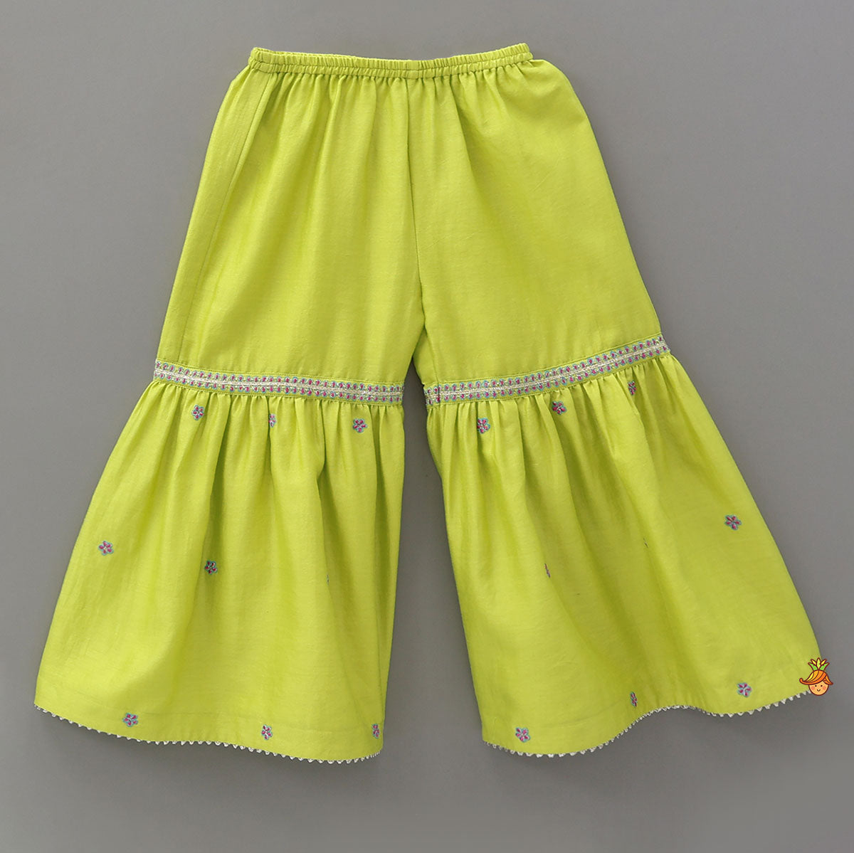 Booti Work Kurti And Sharara With Matching Scalloped Dupatta