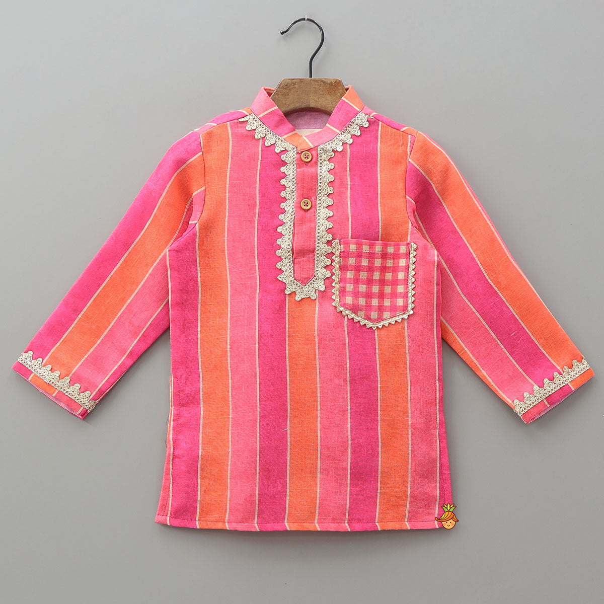 Striped Kurta With Checked Dhoti