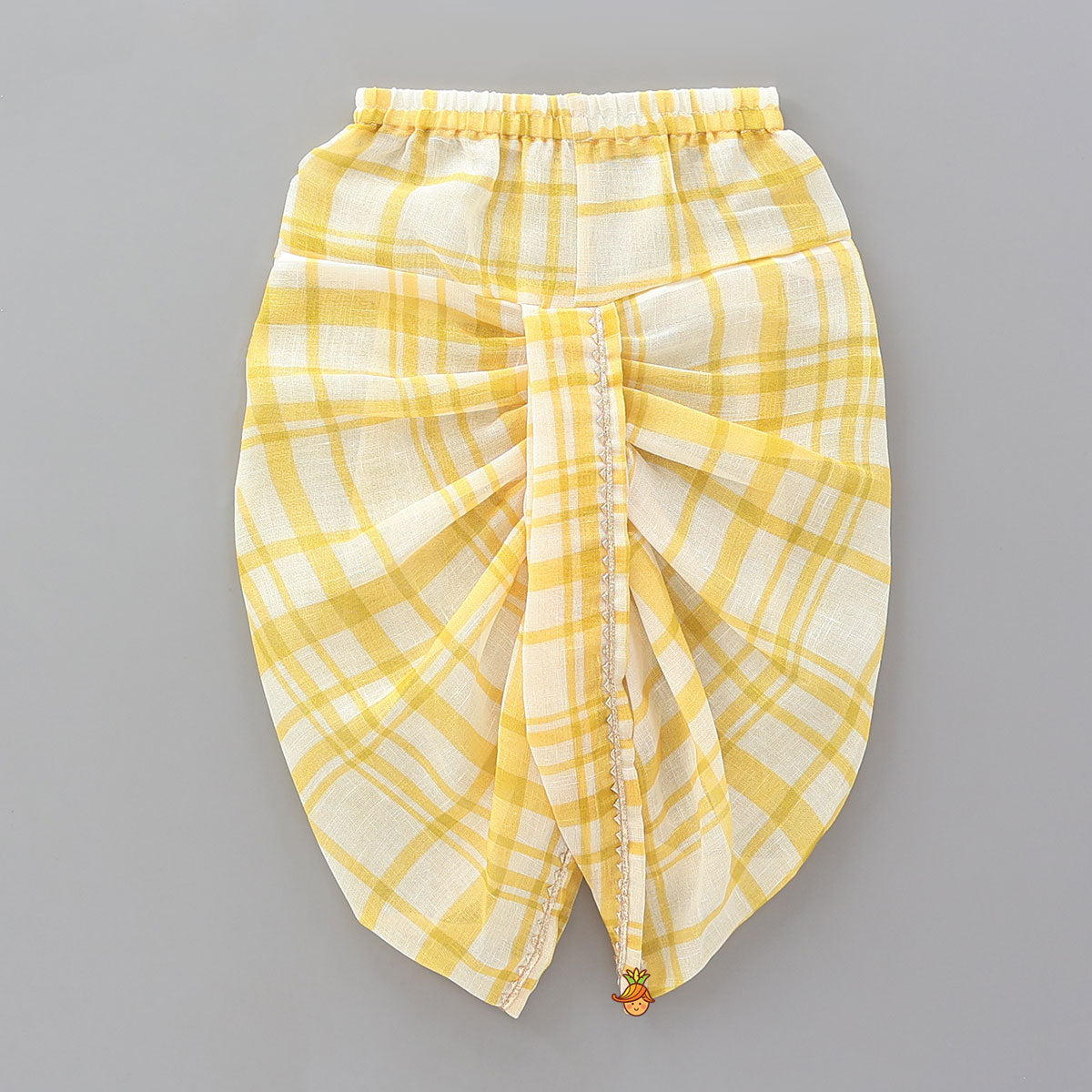Floral Printed Kurta With Checked Dhoti