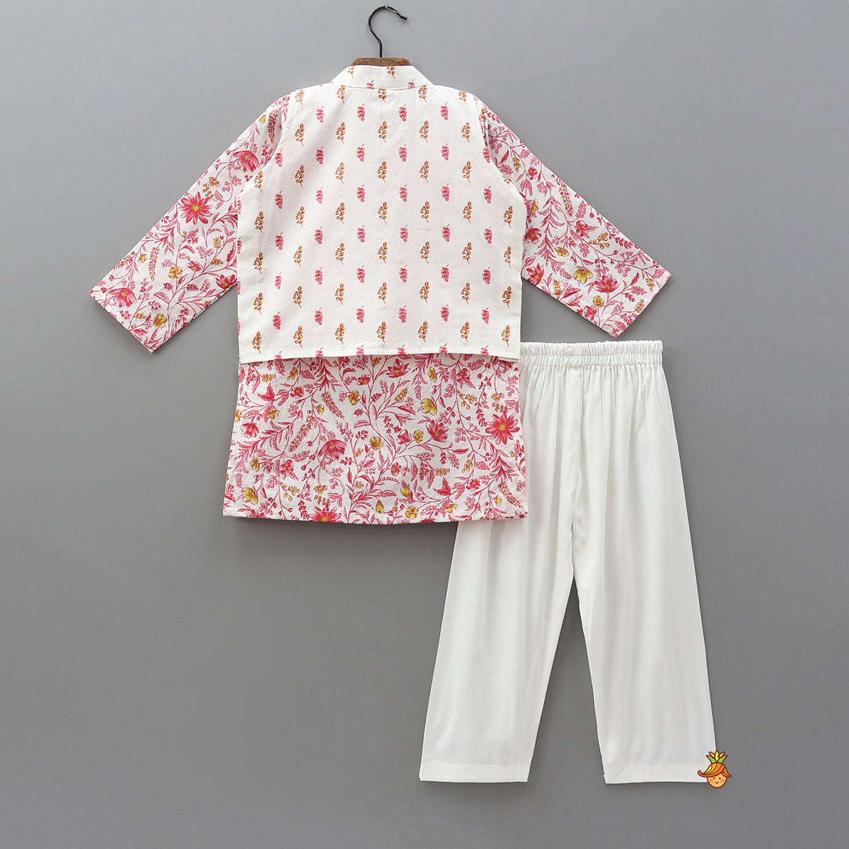 Floral Printed Kurta And Jacket With Pyjama