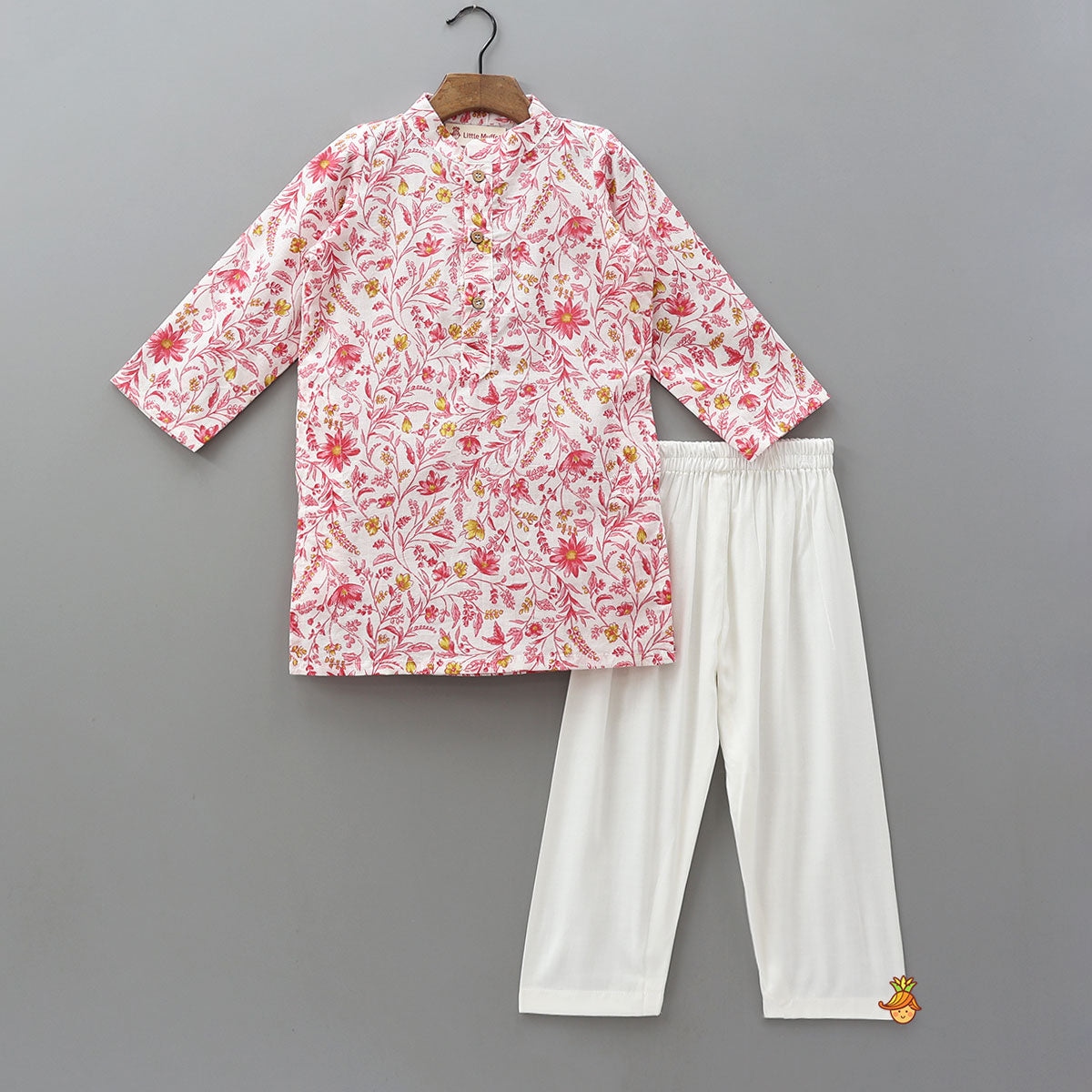 Floral Printed Kurta And Jacket With Pyjama