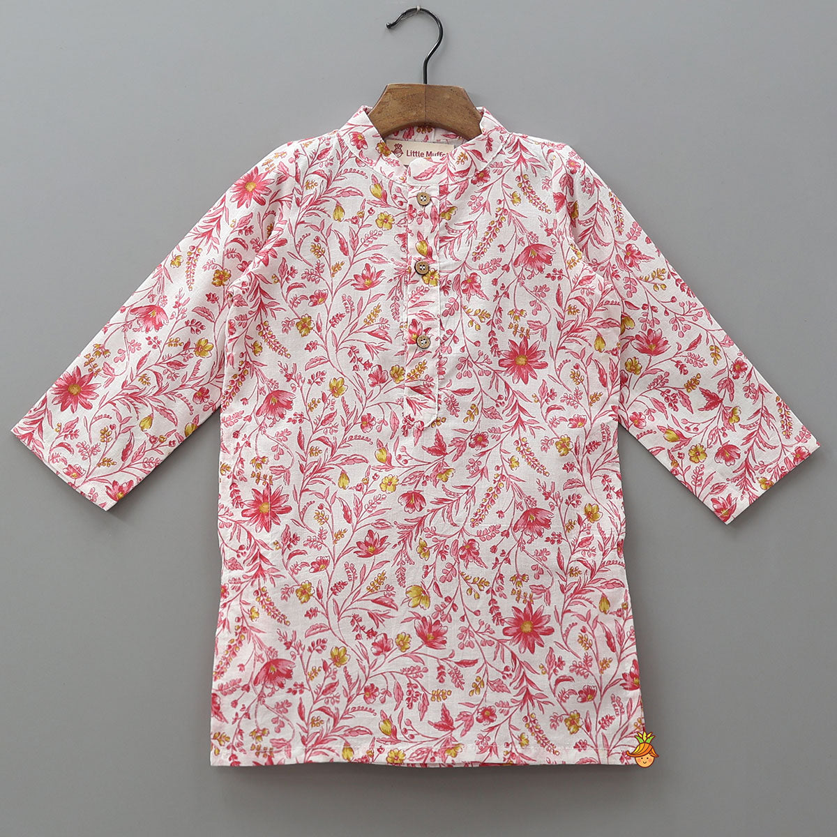 Floral Printed Kurta And Jacket With Pyjama