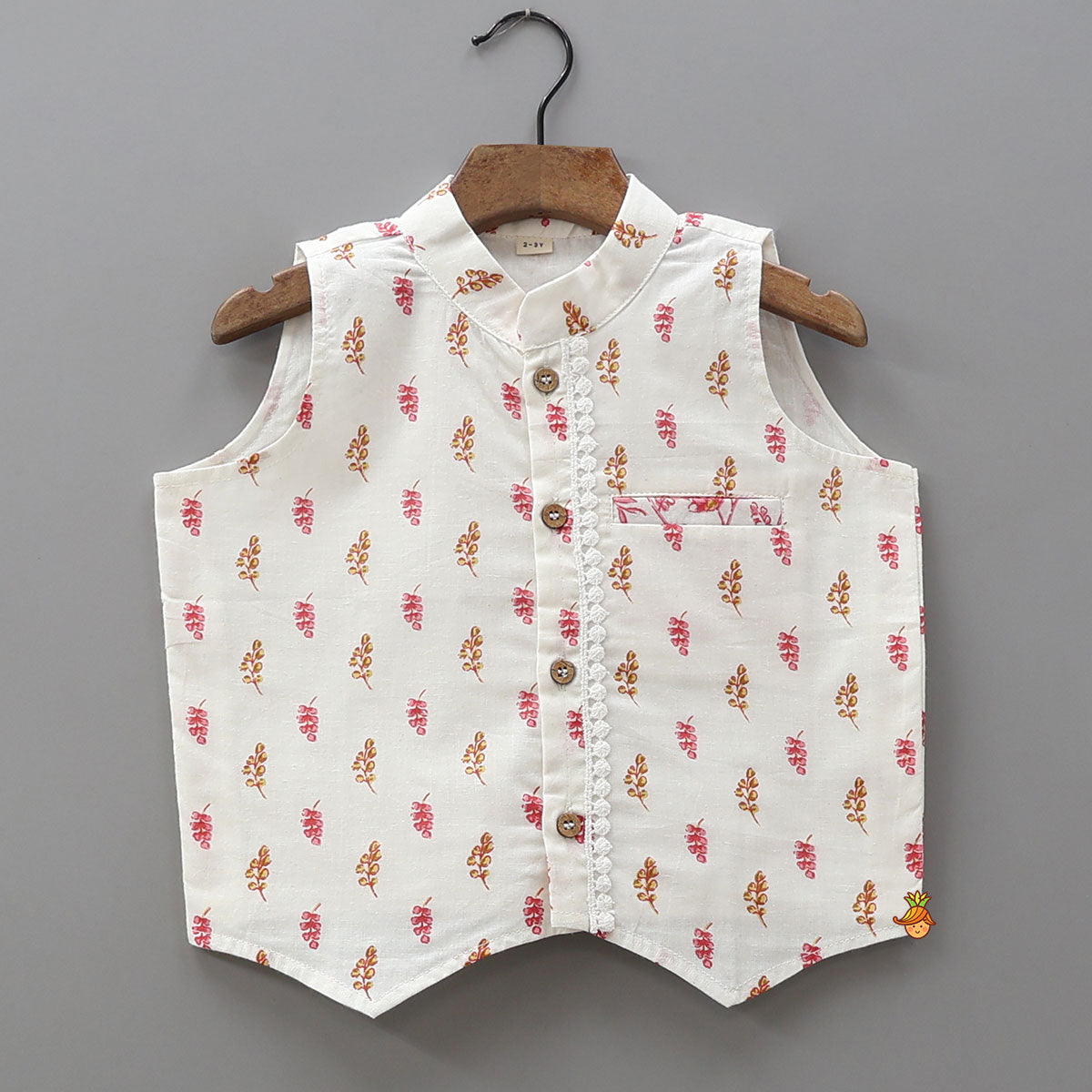 Floral Printed Kurta And Jacket With Pyjama