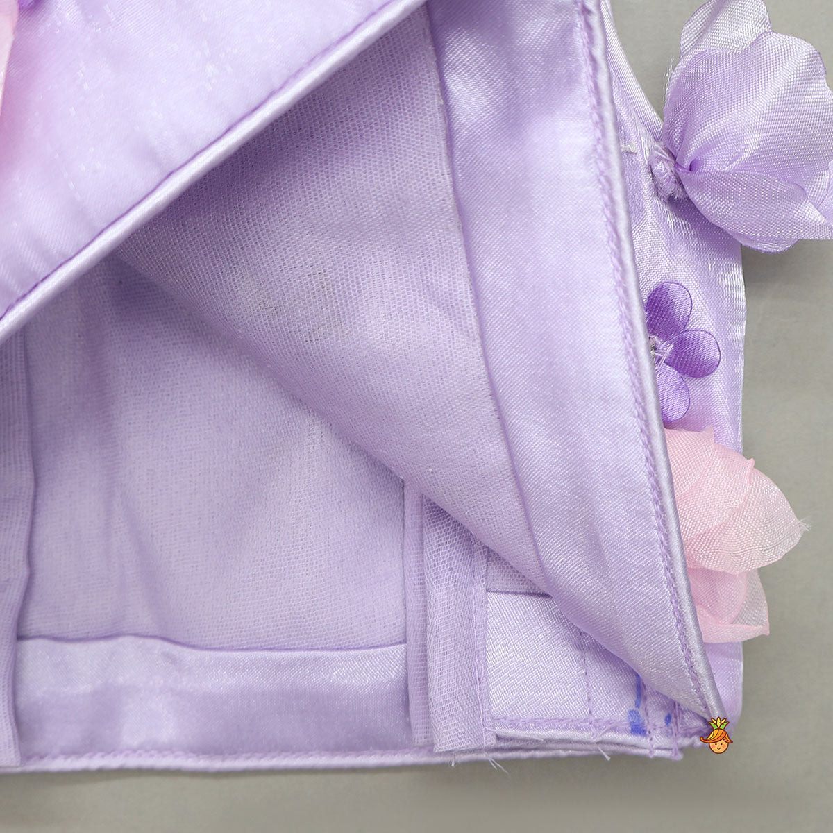 3D Flowers Embellished Sheen Crop Top And Puffy Skirt