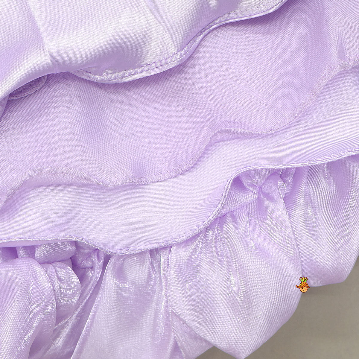 3D Flowers Embellished Sheen Crop Top And Puffy Skirt