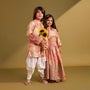 Bird Motif Detailed Shimmery Kurta And Dhoti twinning model image 1