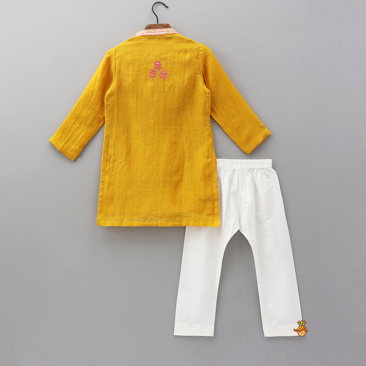 One Sided Floral Thread Embroidered Kurta And Pyjama