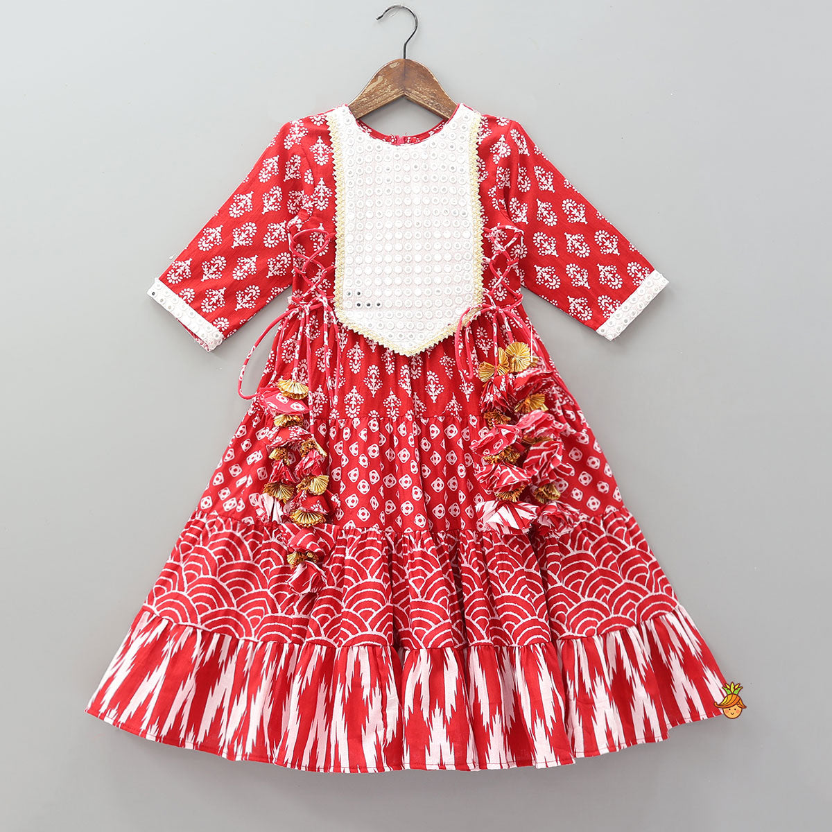 Faux Mirror Work Flared Kurti