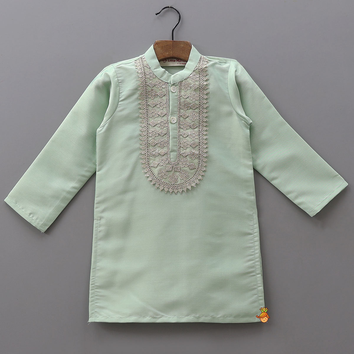 Lace Work Ethnic Kurta With Printed Jacket And Pyjama