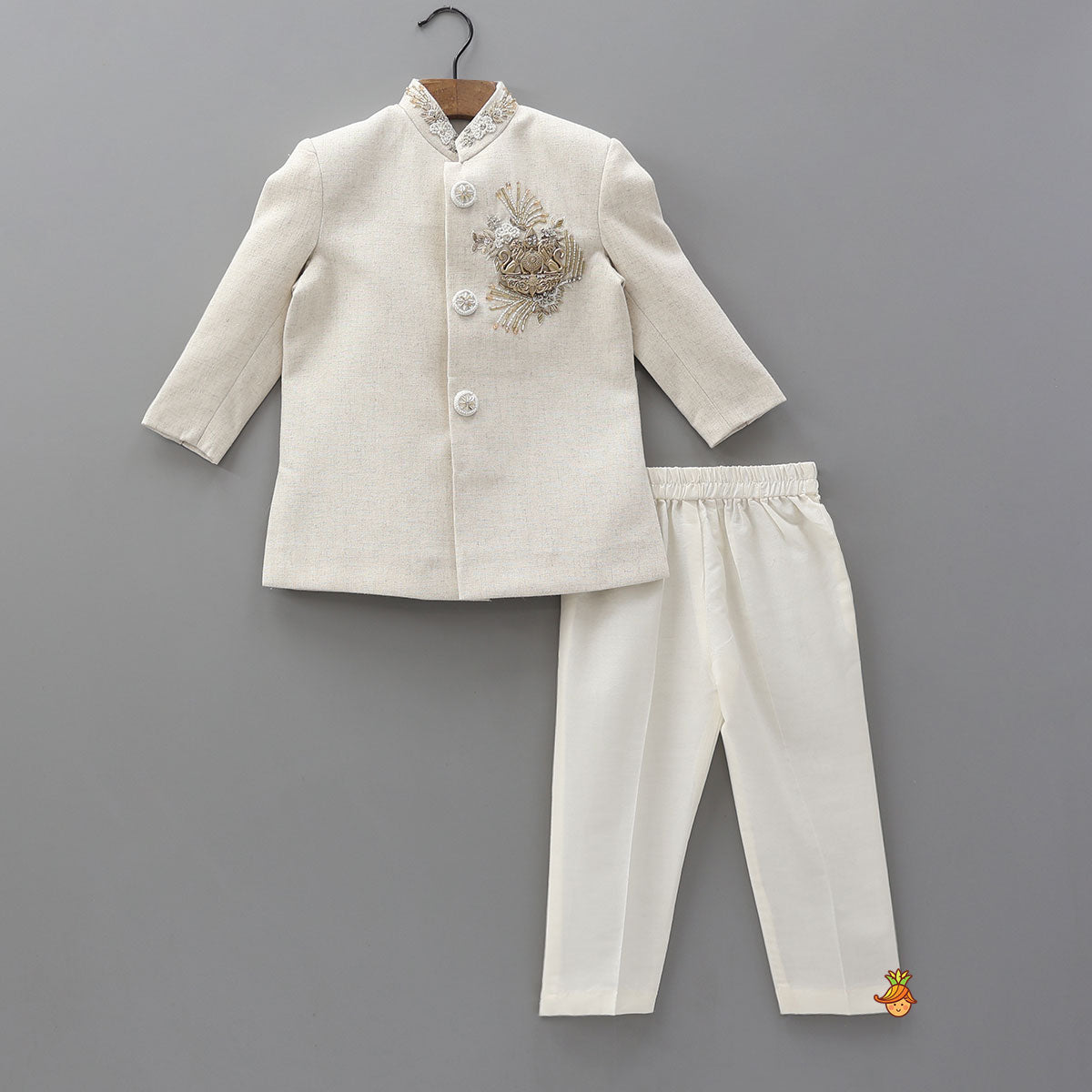 Handworked Sherwani With Attached Brooch And Pyjama