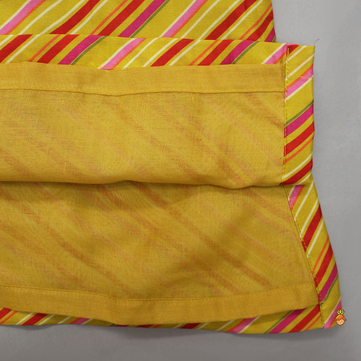Striped Kurta With Front-Open Floral Jacket And Churidar