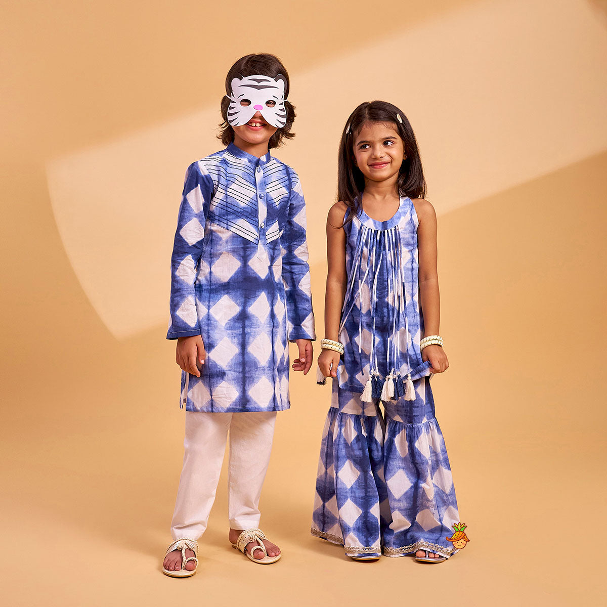 Hanging Fringes Tassel Detail Printed Kurti And Sharara twinning model image 1