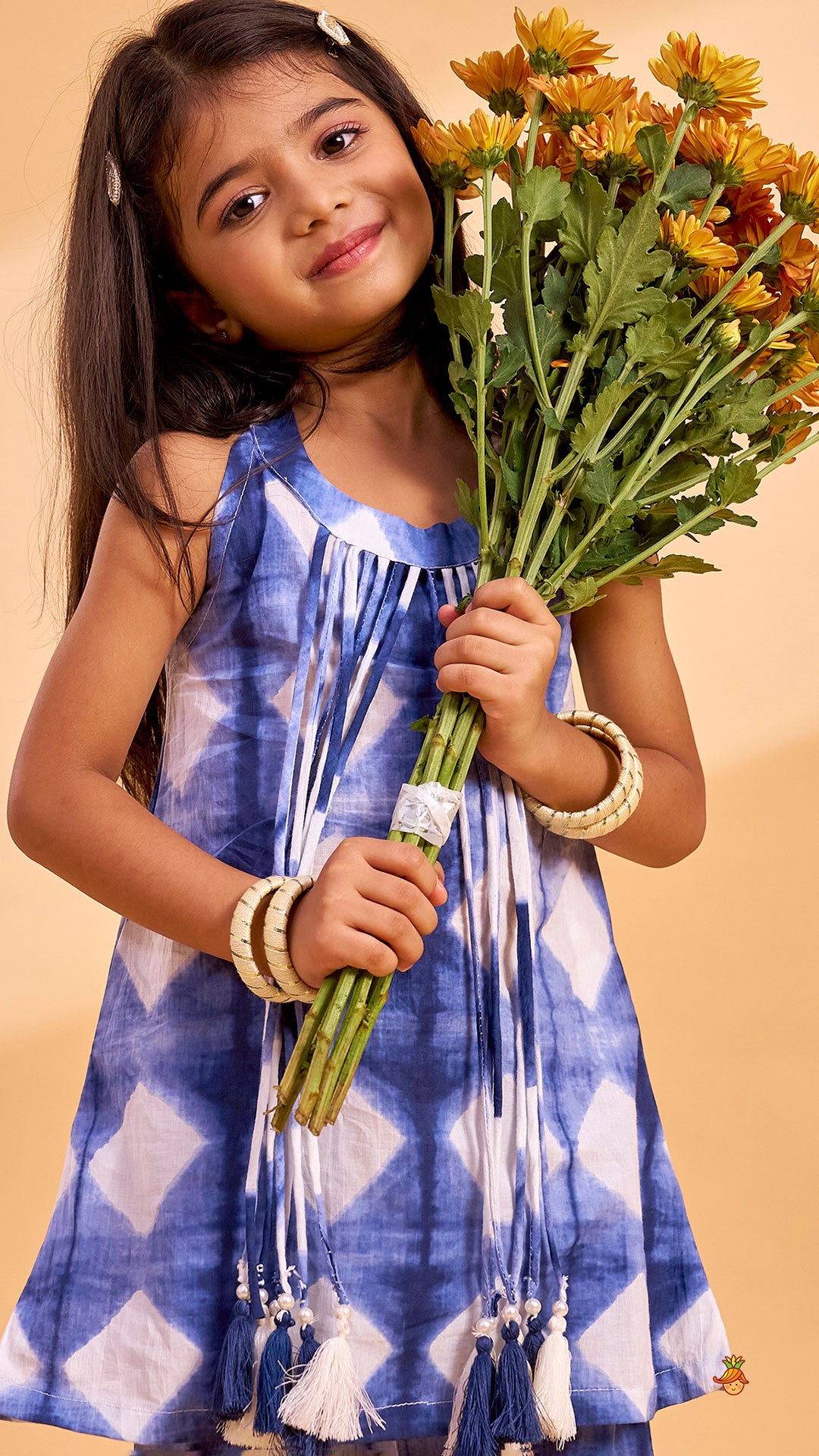Hanging Fringes Tassel Detail Printed Kurti And Sharara